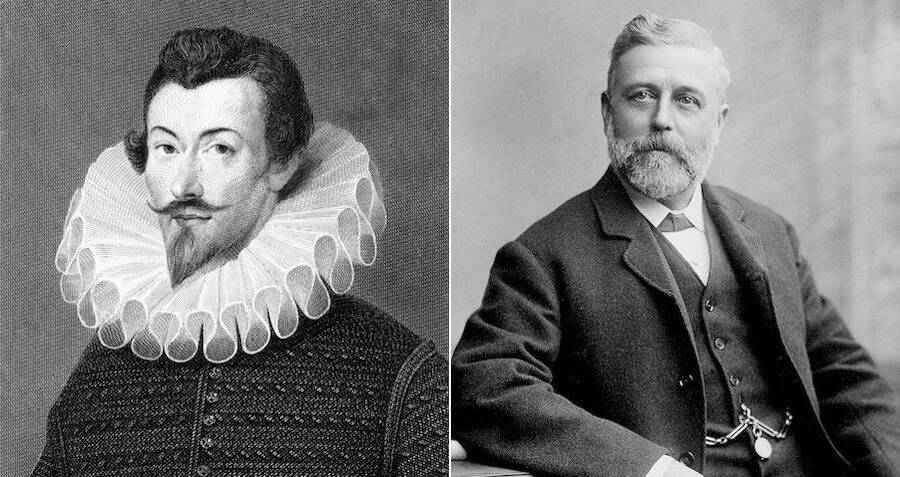 Sir John Harrington and Thomas Crapper, the inventors of the flushing toilet
