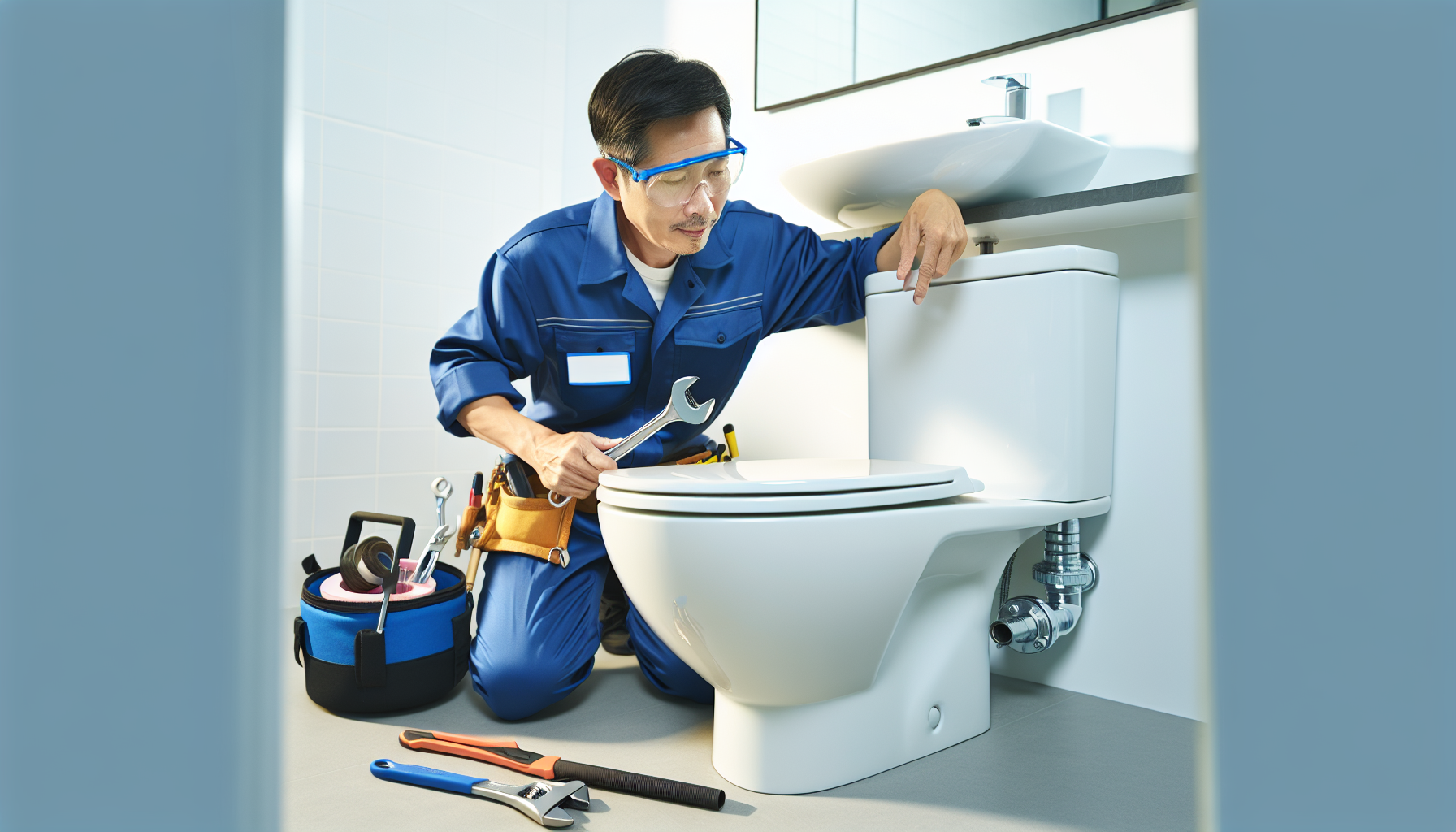Professional plumber at work